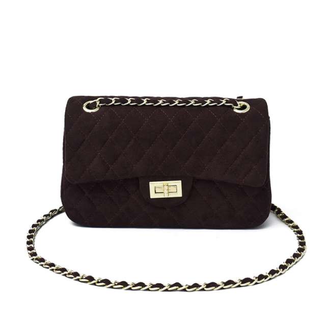 Elegant Quilted Suede Chain Crossbody Bag