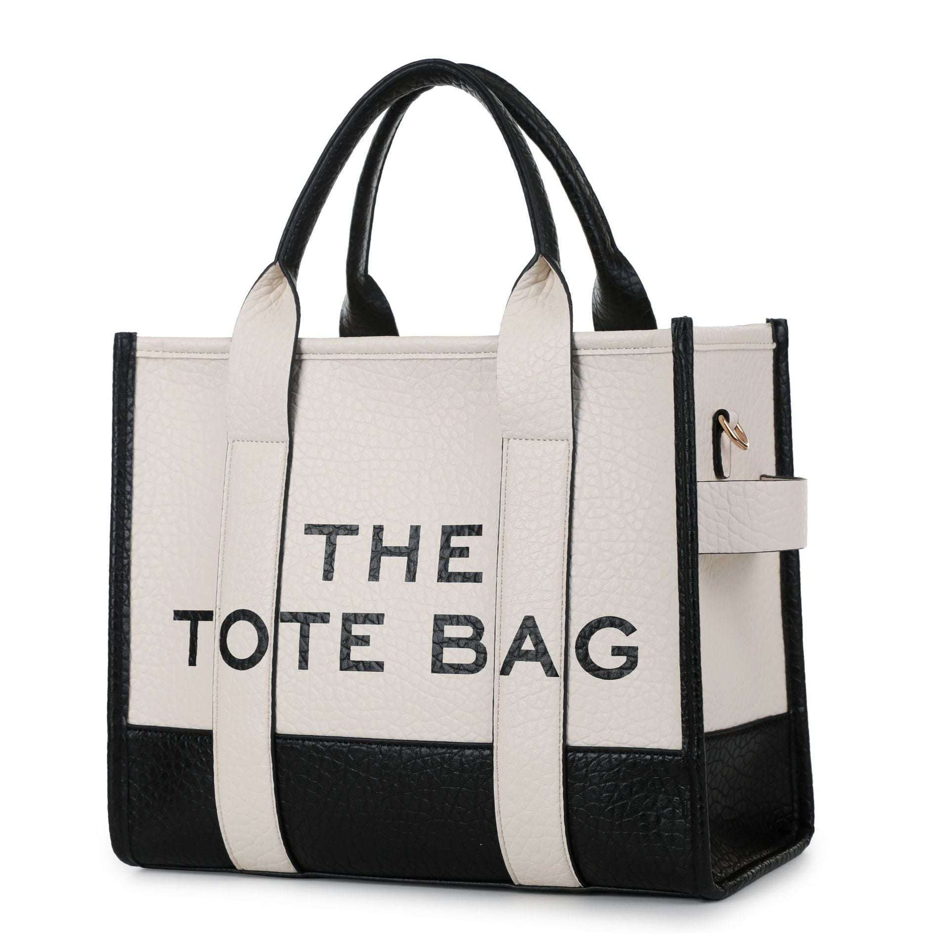 Trendy Two-Tone PU Leather Tote Handbag