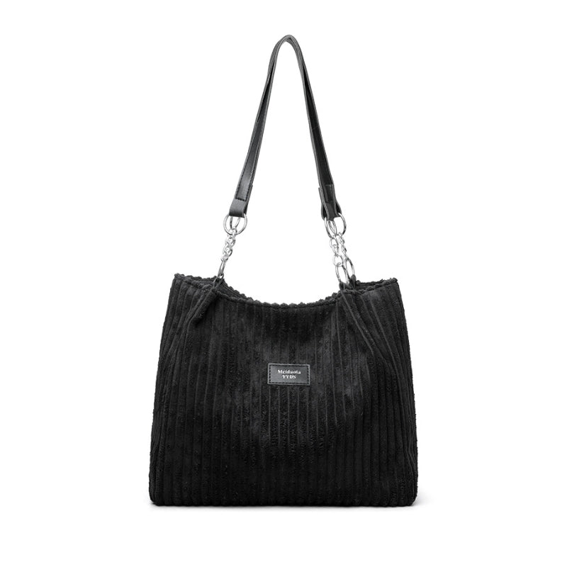 Large Capacity Corduroy Chain Armpit Tote Bag