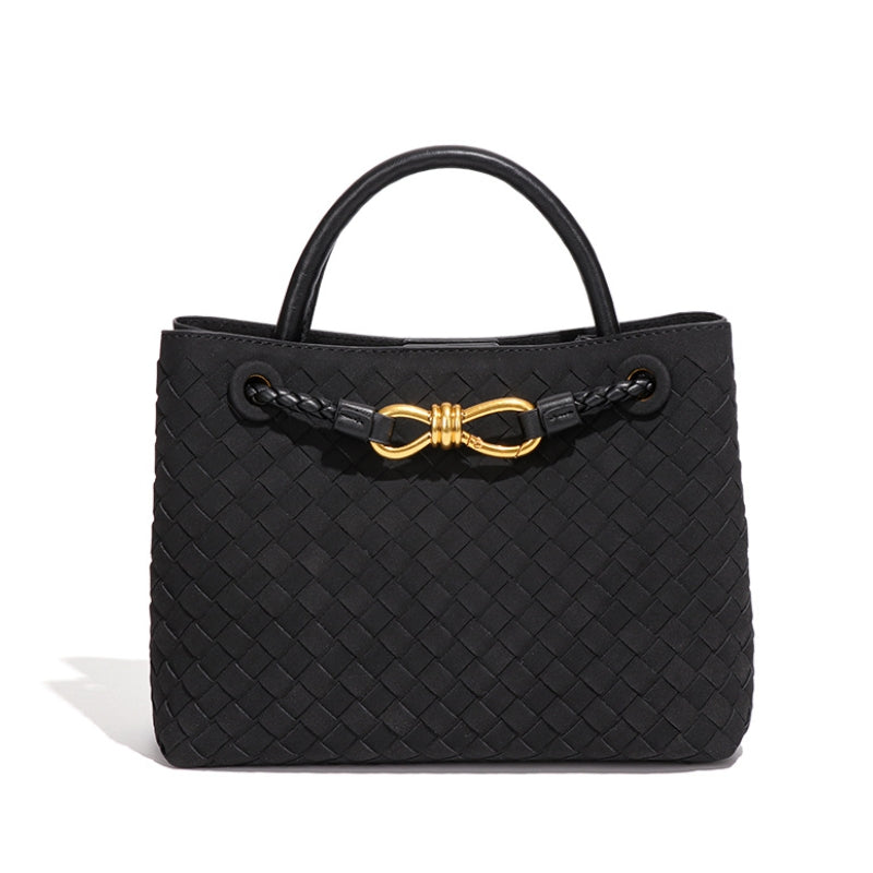 Retro Suede Woven Handbag