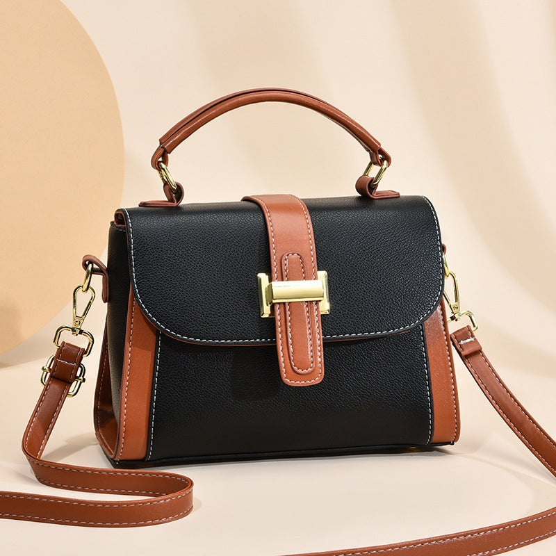 Women's Elegant Contrast-Stitched Handbag