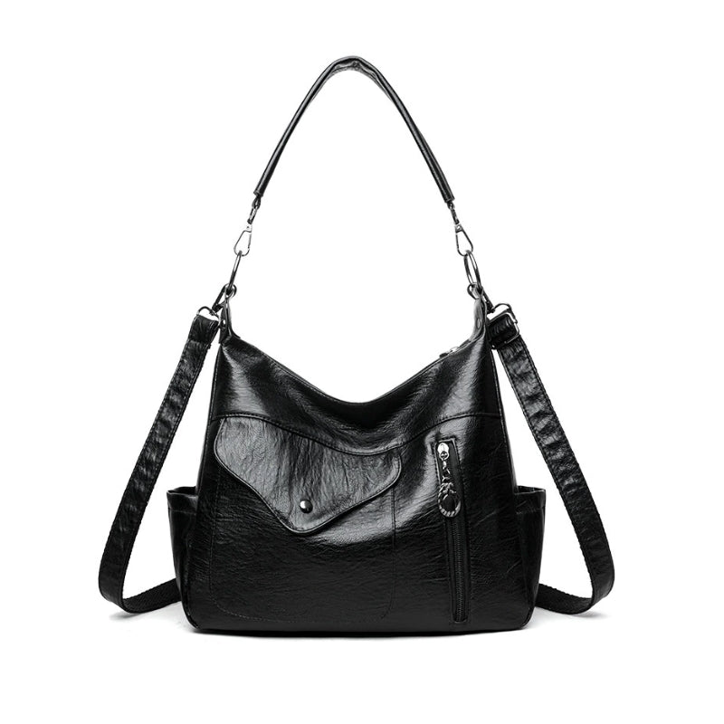 Elegant Soft Leather Look Women Shoulder Bag with Detachable Strap
