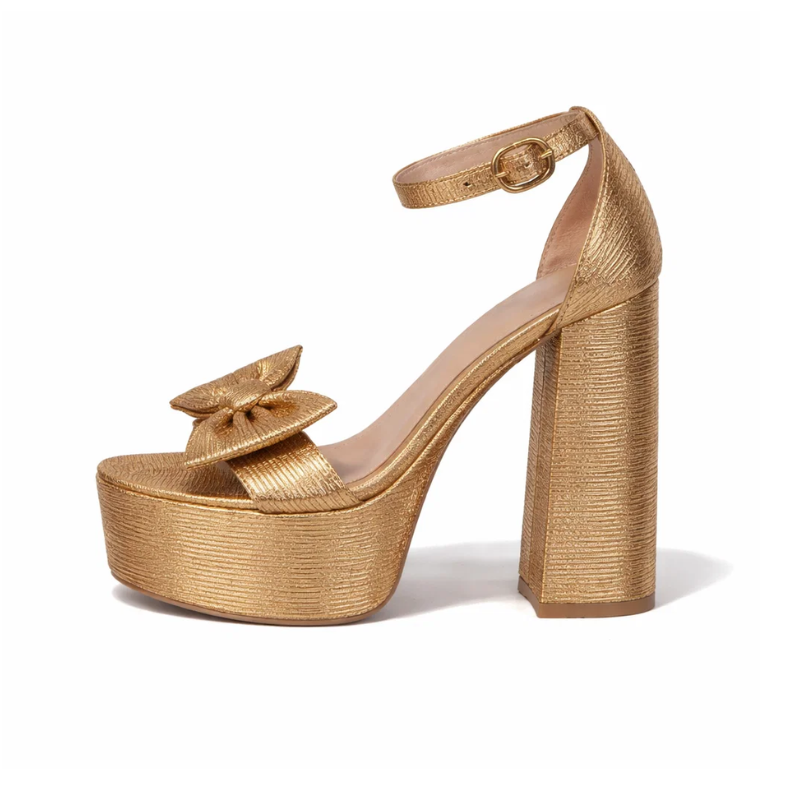Gold Bow Buckle Party High Heels