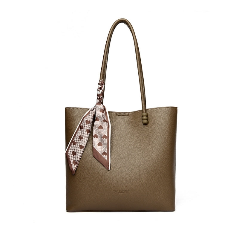 Graceful Scarf-Accent Vegan Shoulder Bag