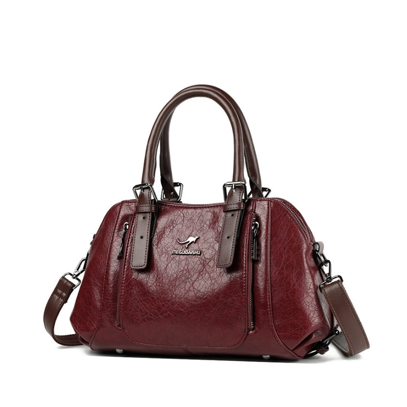 Vintage Textured Vegan Leather Handbag