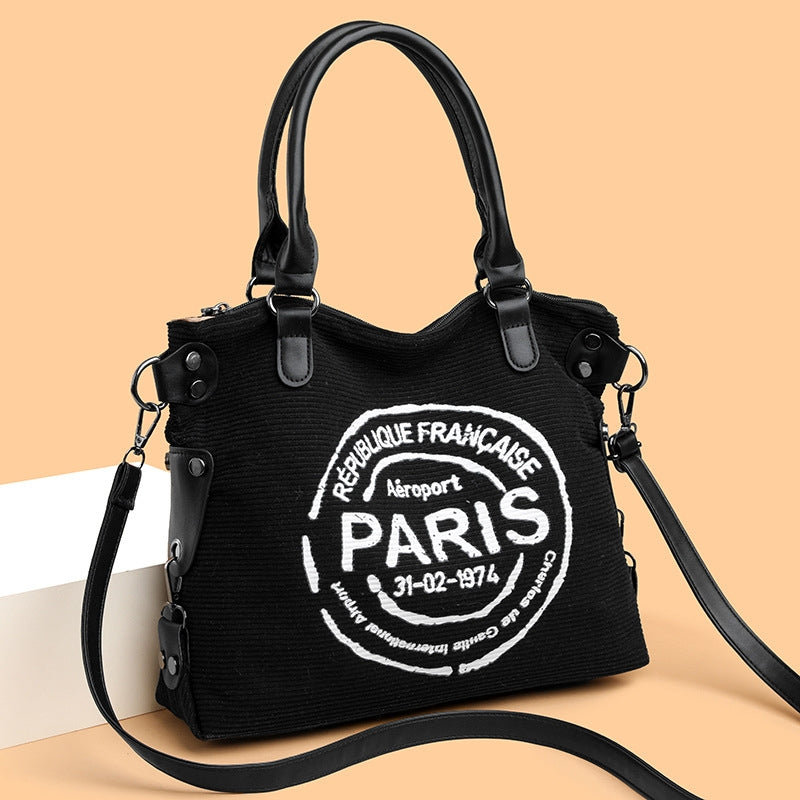 Printed Corduroy Retro Handbag