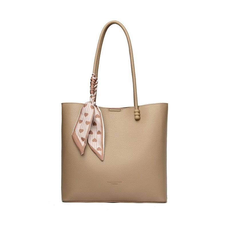 Graceful Scarf-Accent Vegan Shoulder Bag