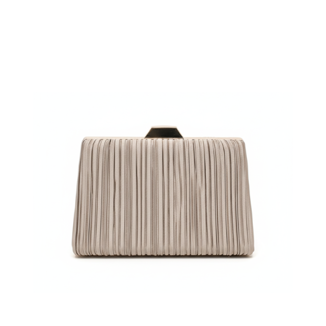 Pleated Hard Case Evening Clutch with Chain Strap