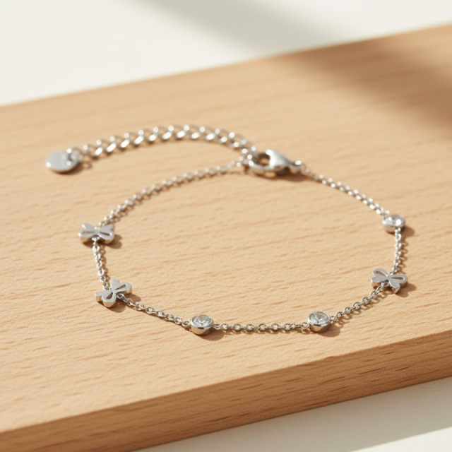 Elegant Zircon Bow Geometric Bracelet