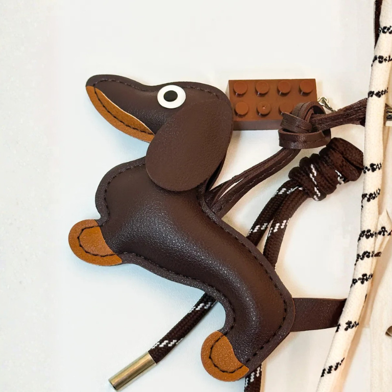 Leather Dachshund Puppy Bag Charm