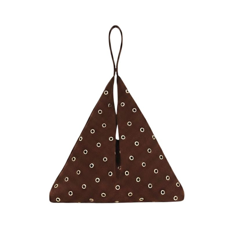 Grommet Adorned Suede Origami Shoulder Bag