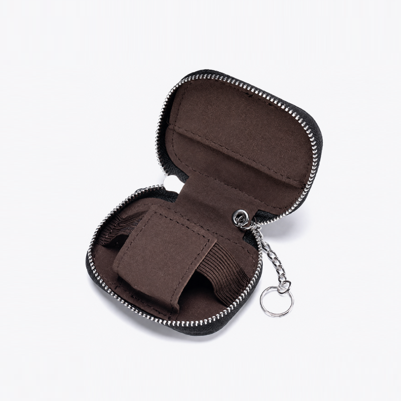 Compact Leather Key Pouch with Clip