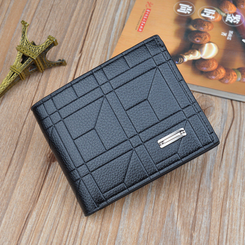 Large Capacity Men's Fashion Plaid  Wallet