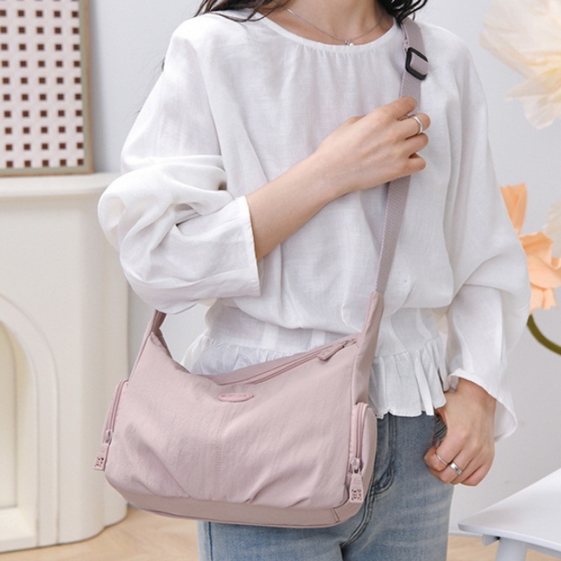 Pleated Nylon Casual Shoulder Bag
