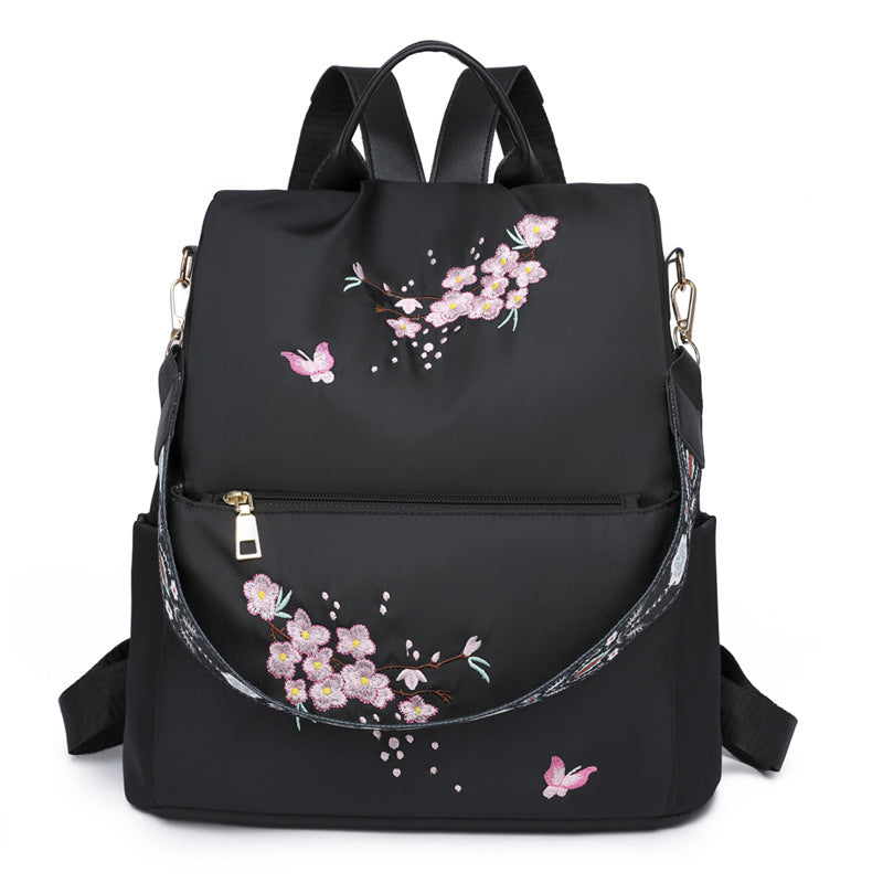 Ethnic Style Embroidered Canvas Oxford Travel Backpack