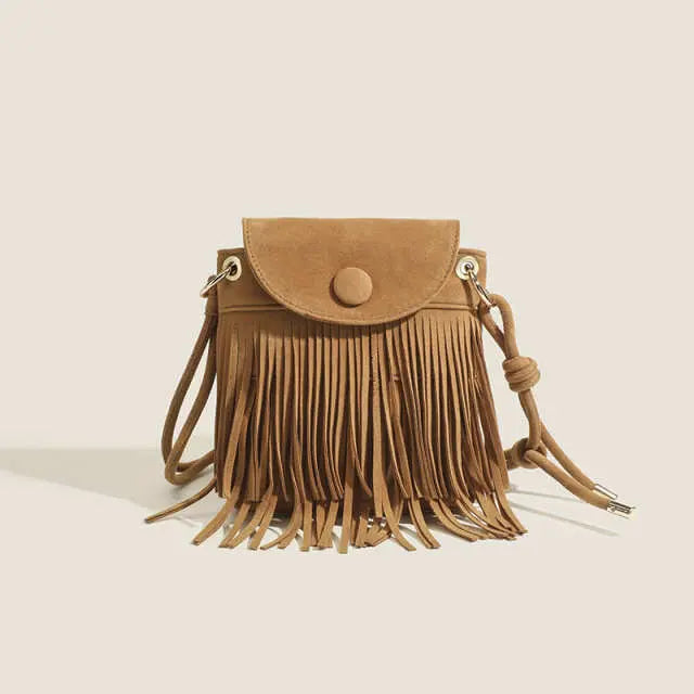 Retro Suede Tassel Crossbody Bag