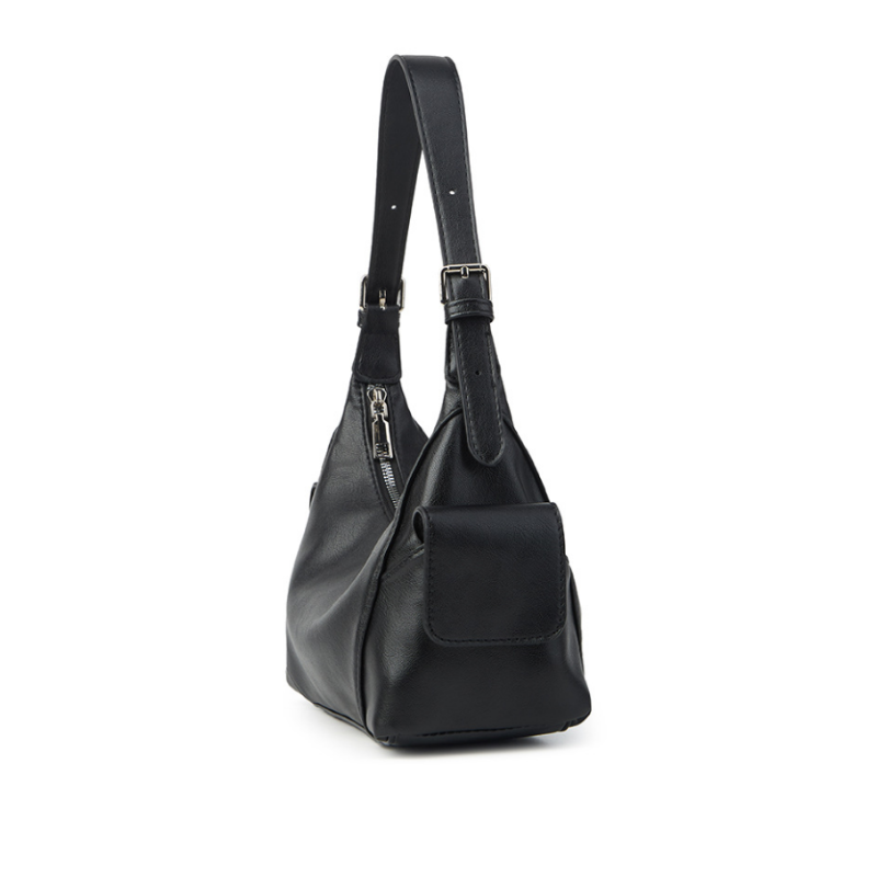 Minimal Curve Black Shoulder Bag