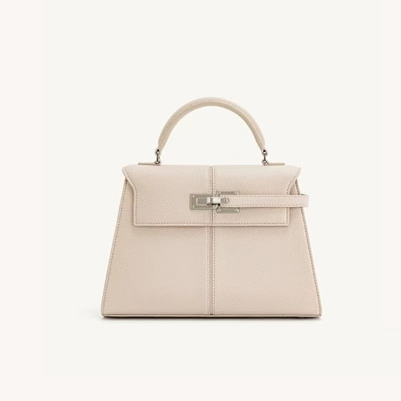 Luxury Genuine Leather Trapezoid Handbag