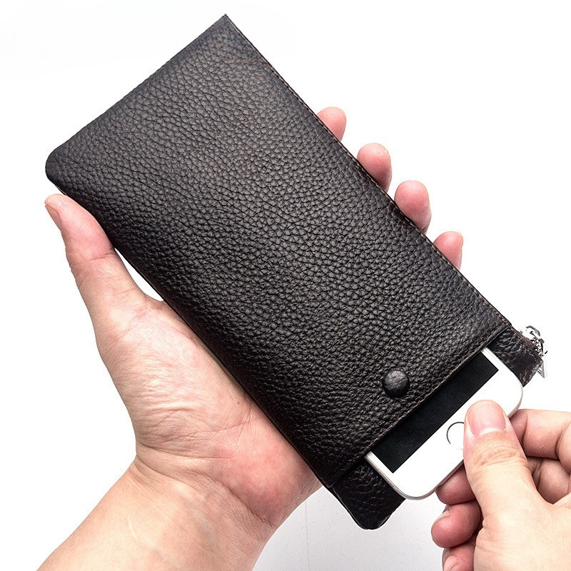 Men’s Genuine Leather Long Zipper Wallet