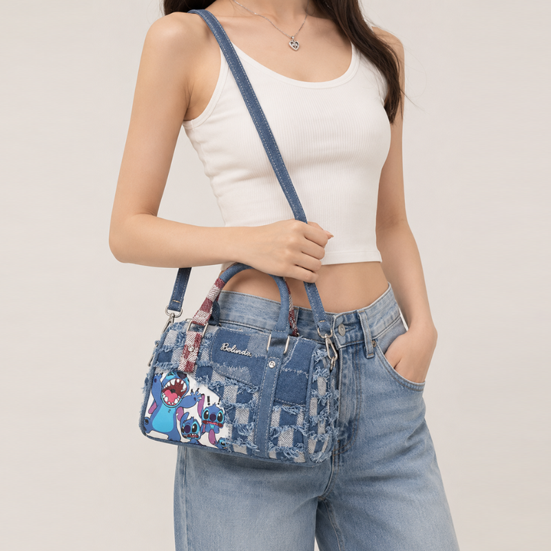 Denim Patchwork Stitch Handbag