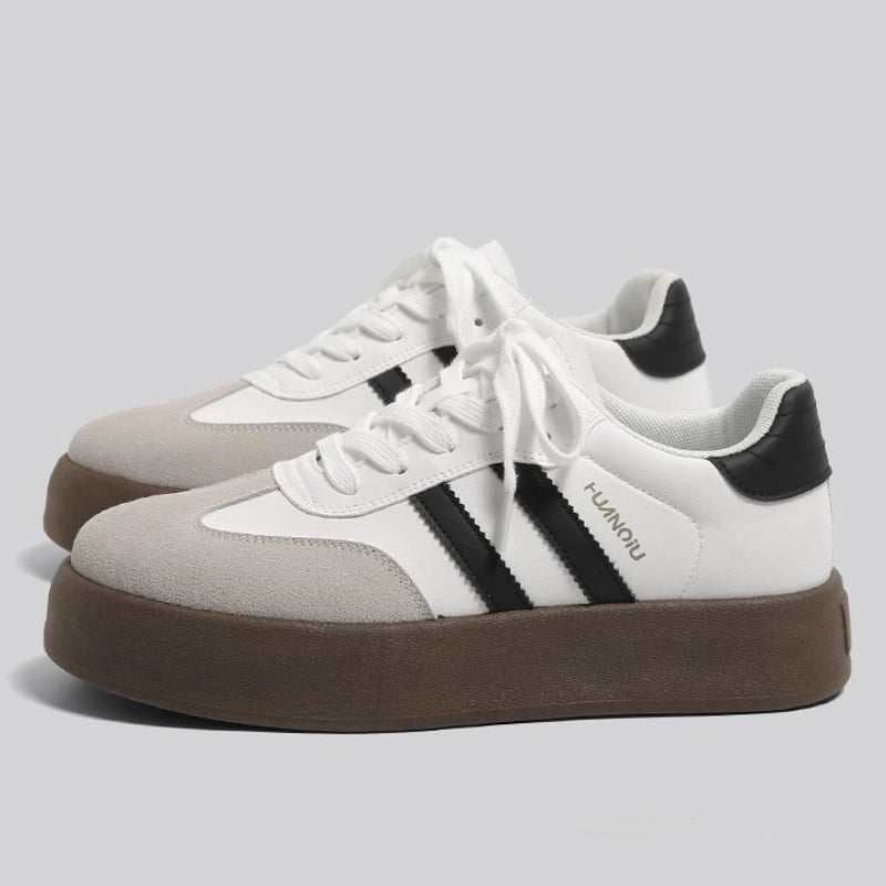 Women's Striped Side Suede Trim Sporty Sneakers