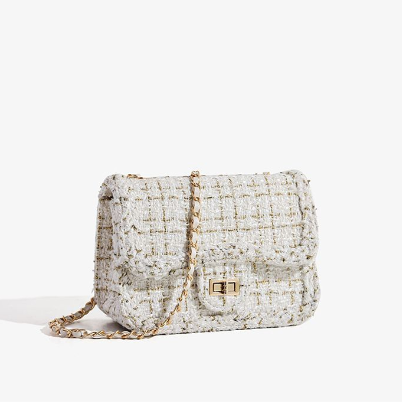 French Style Plaid Chain Crossbody Bag
