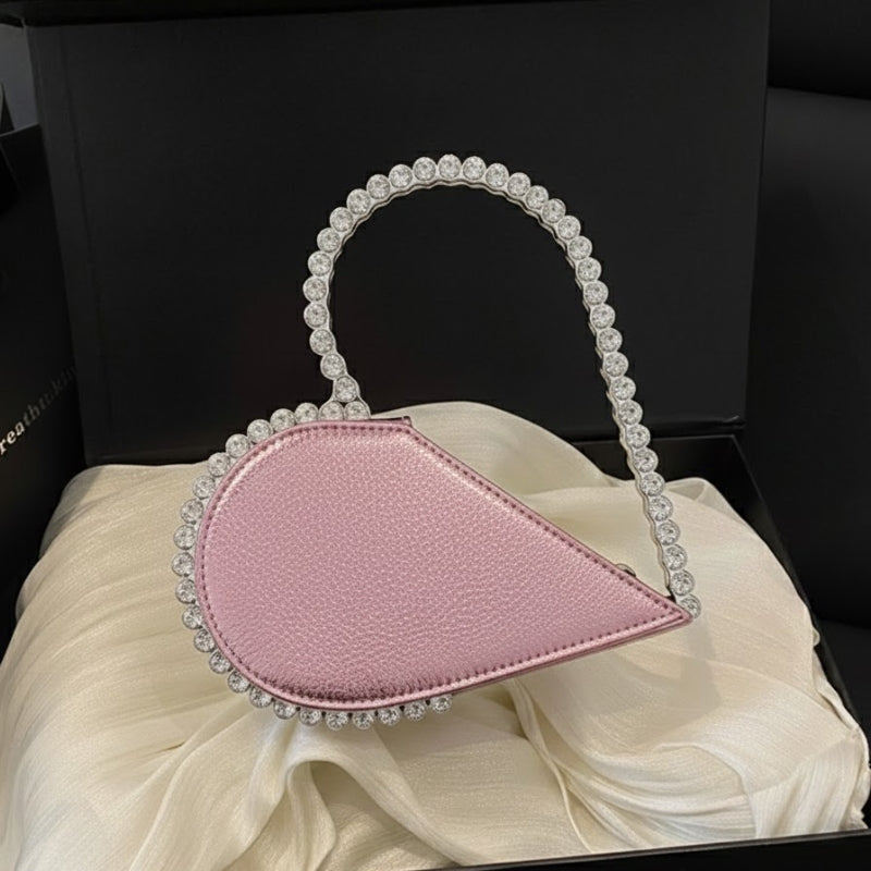 Crystal Embellished Heart Shaped Handbag