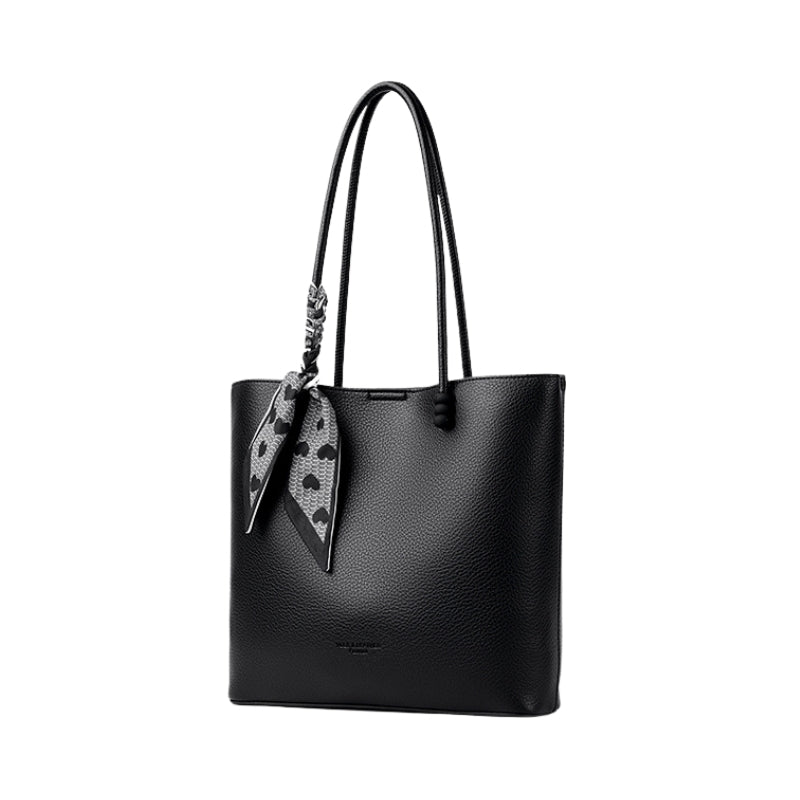 Graceful Scarf-Accent Vegan Shoulder Bag