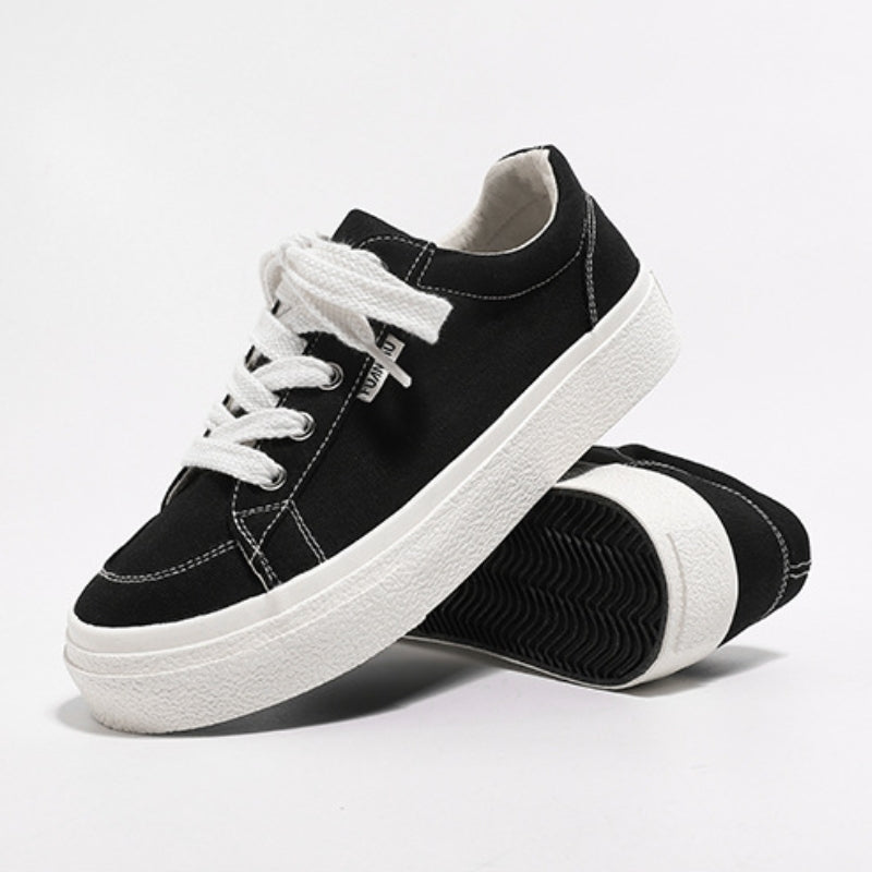 Women's Contrast Stitch Low Top Canvas Sneakers
