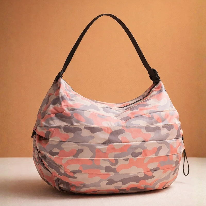 Women's Versatile Camo Print Pleated Foldable Shoulder Bag