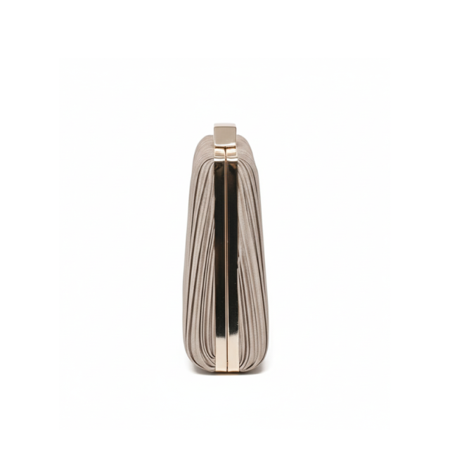 Pleated Hard Case Evening Clutch with Chain Strap