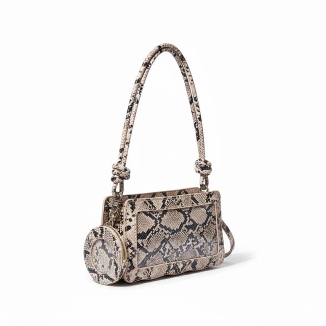 Serpent Embossed Shoulder Bag