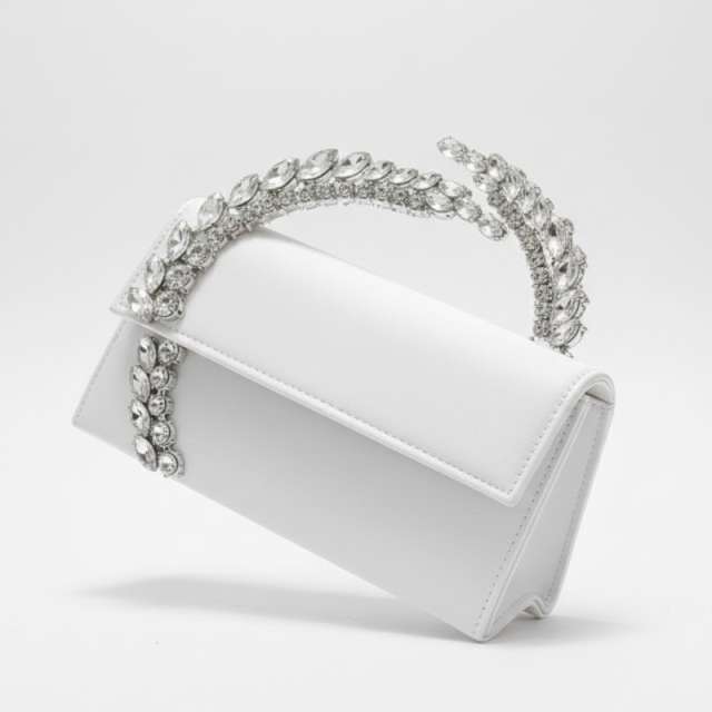 Crown Style Premium Party Handbag with Crystal Embellished Handle