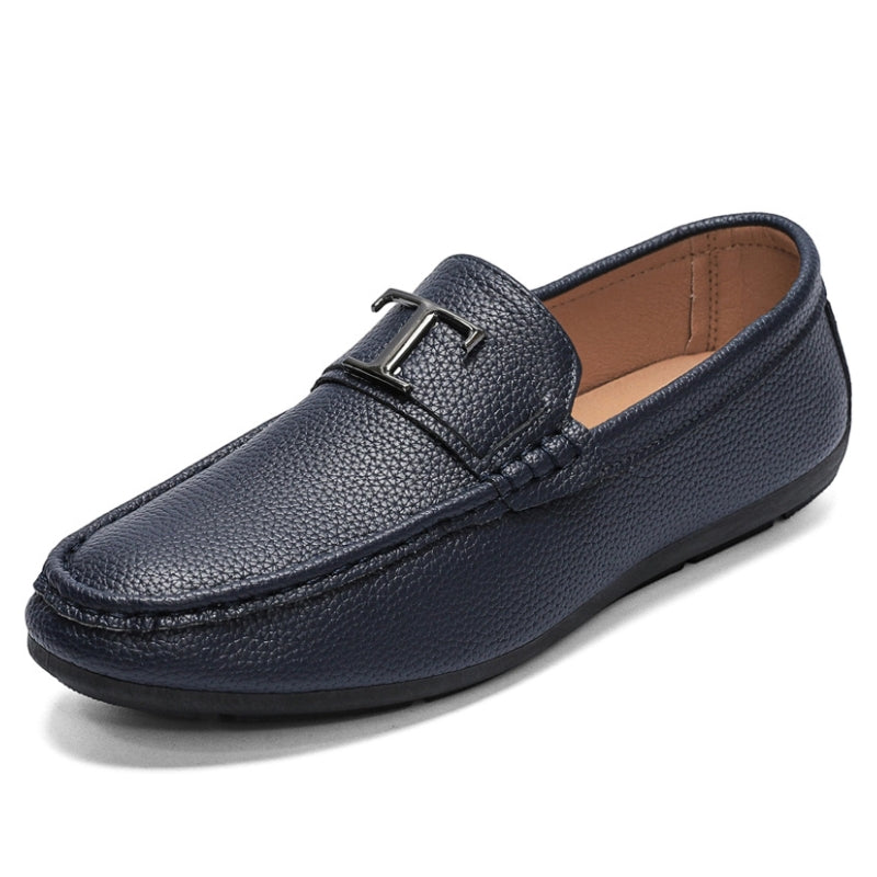 Men's Textured Pebbled Grain Leather Loafers