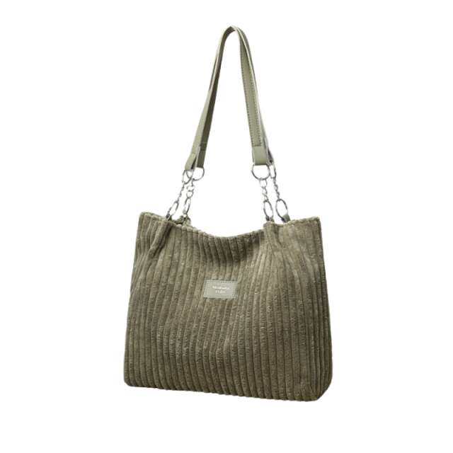 Large Capacity Corduroy Chain Armpit Tote Bag