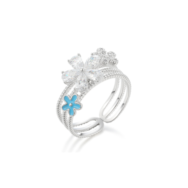 Rotating Flower Zircon Ring