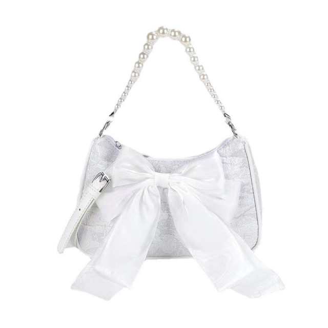 Pearl Bow Elegance Shoulder Bag