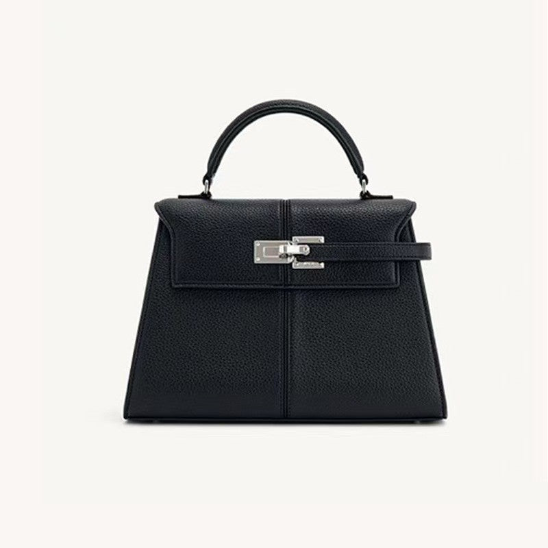 Luxury Genuine Leather Trapezoid Handbag