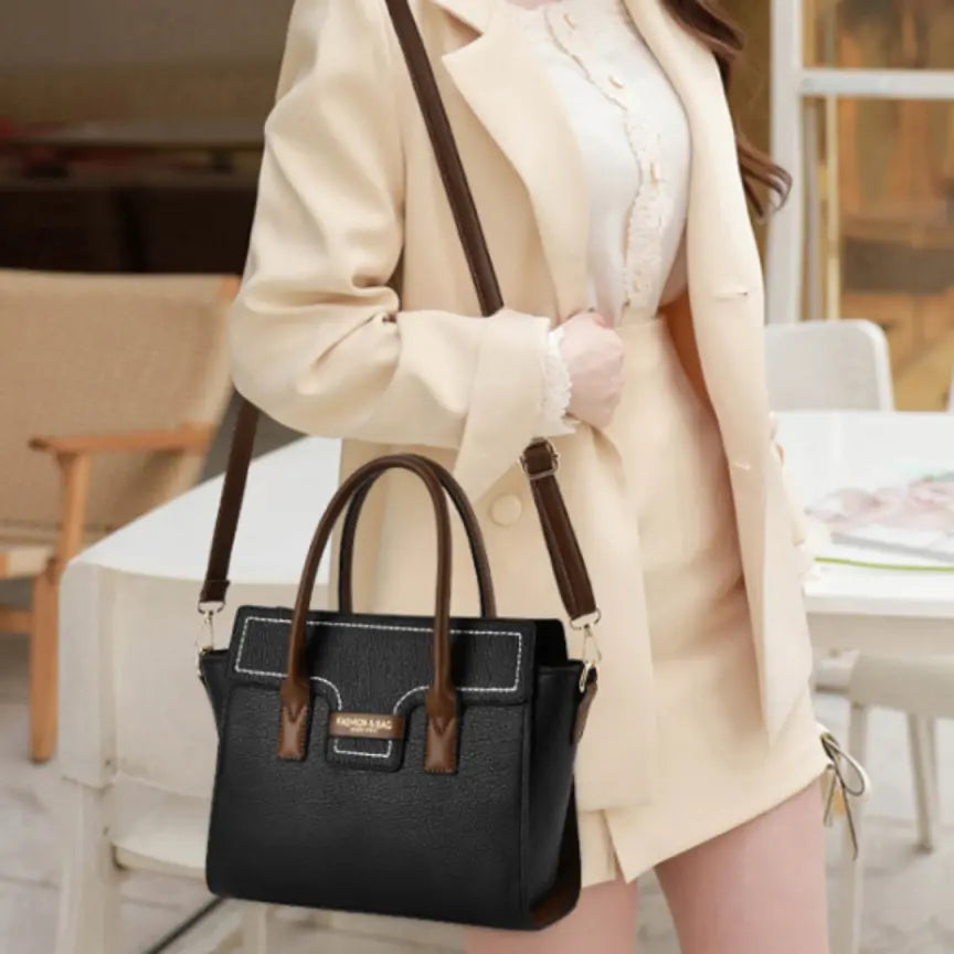 High-End Color Block Handbag