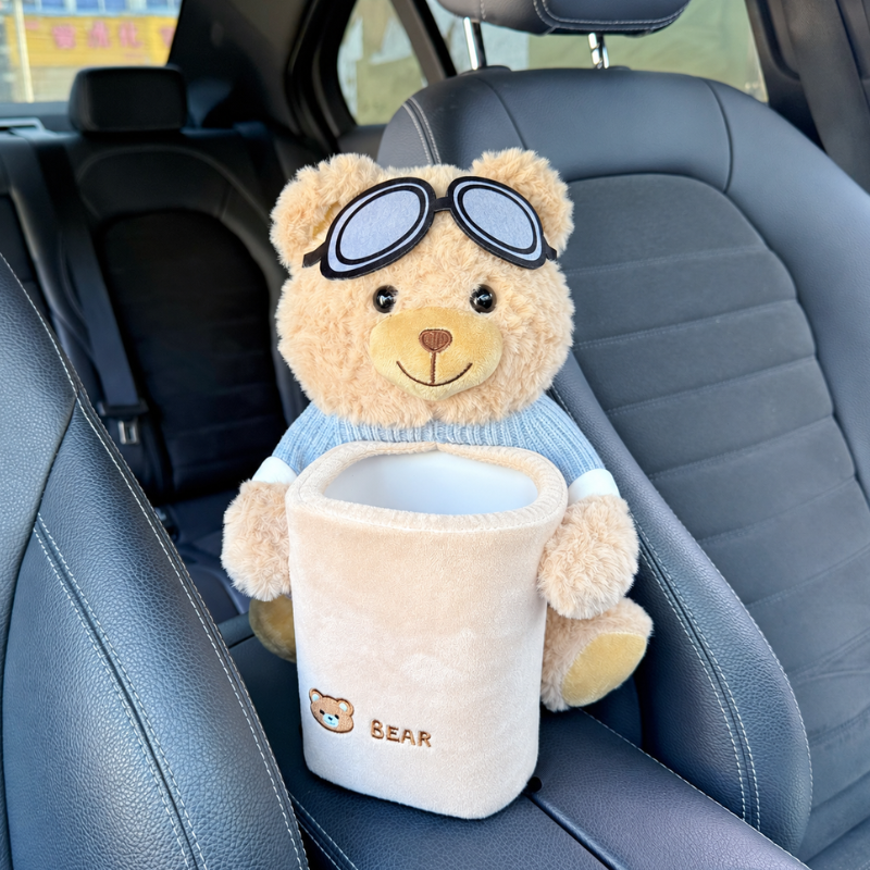Cozy Bear Hanging Car Tissue Box