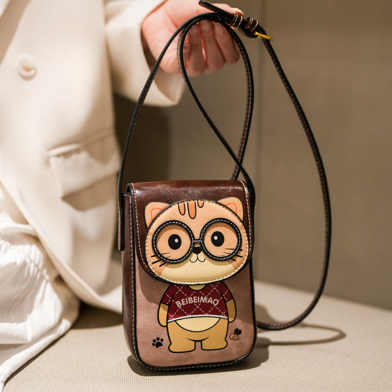 Cute Cat Character Crossbody Bag