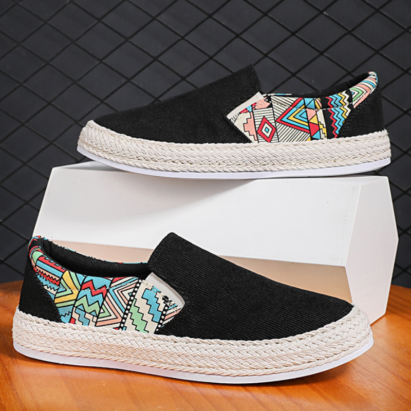 Men's Casual Geometric Print Slip-On Walking Loafers