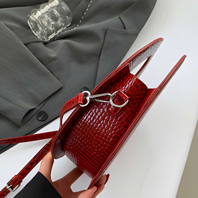 Circular Croc Embossed Handbag