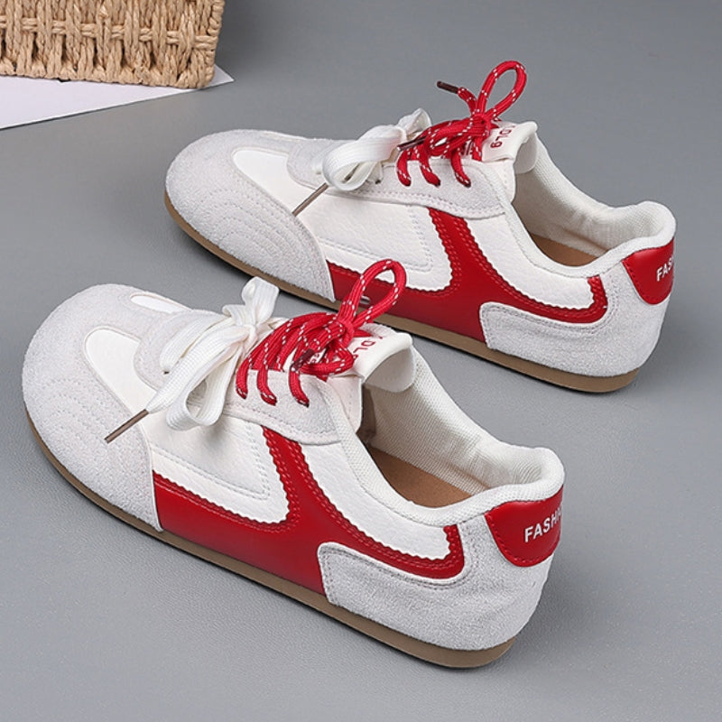 Women's Casual Textured Double Lace Fashion Sneakers