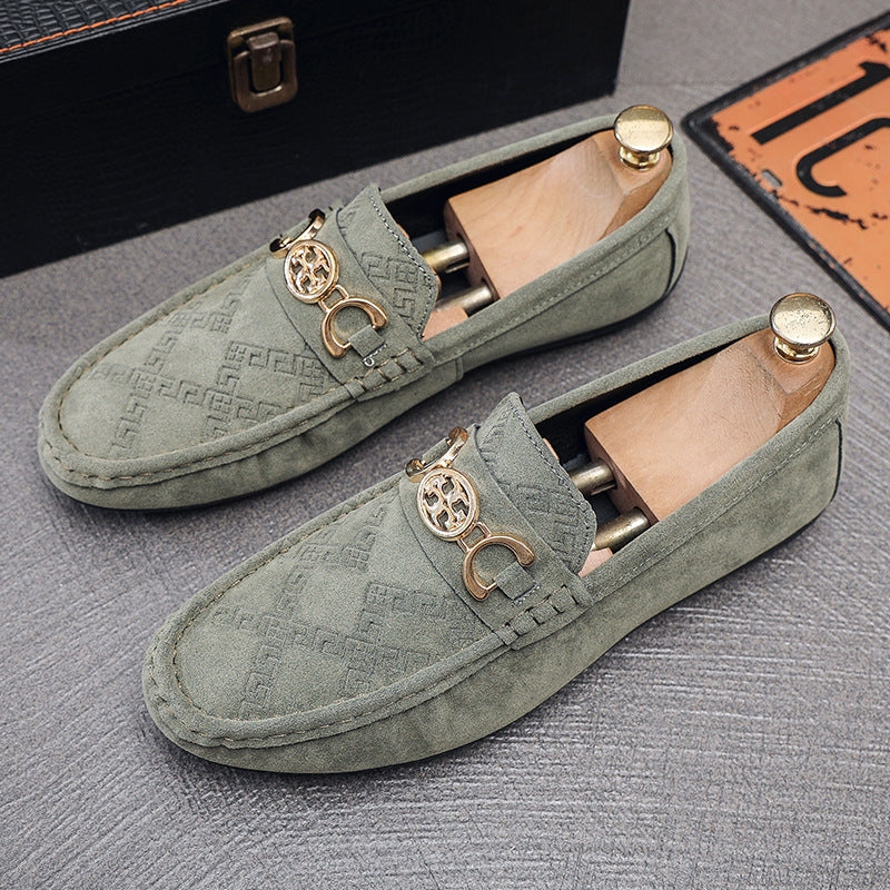 Men's Signature Patterned Suede Slip On Loafers