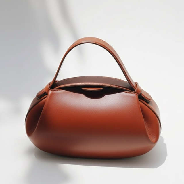 Minimalist Sculptural Handbag with Curved Flap