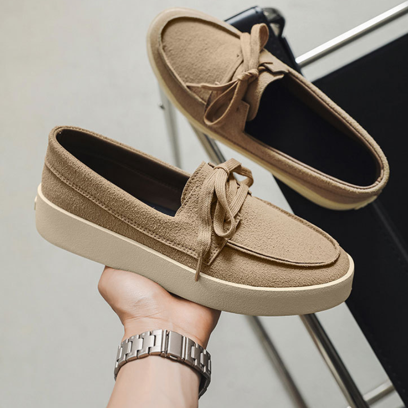 Men's Clean Low-Profile Lace-Up Moccasin Loafers