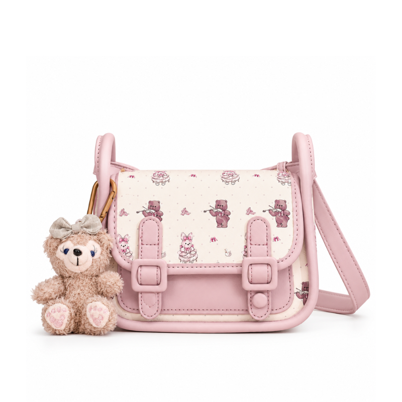 Beibaobao Teddy Print Saddle Shoulder Bag