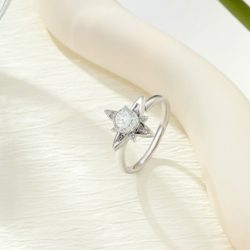 Rotating Star Micro Zircon Ring