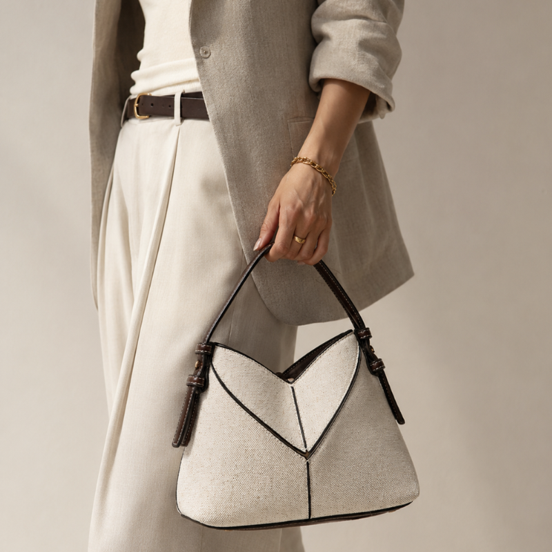 V-Curve Textured Handbag